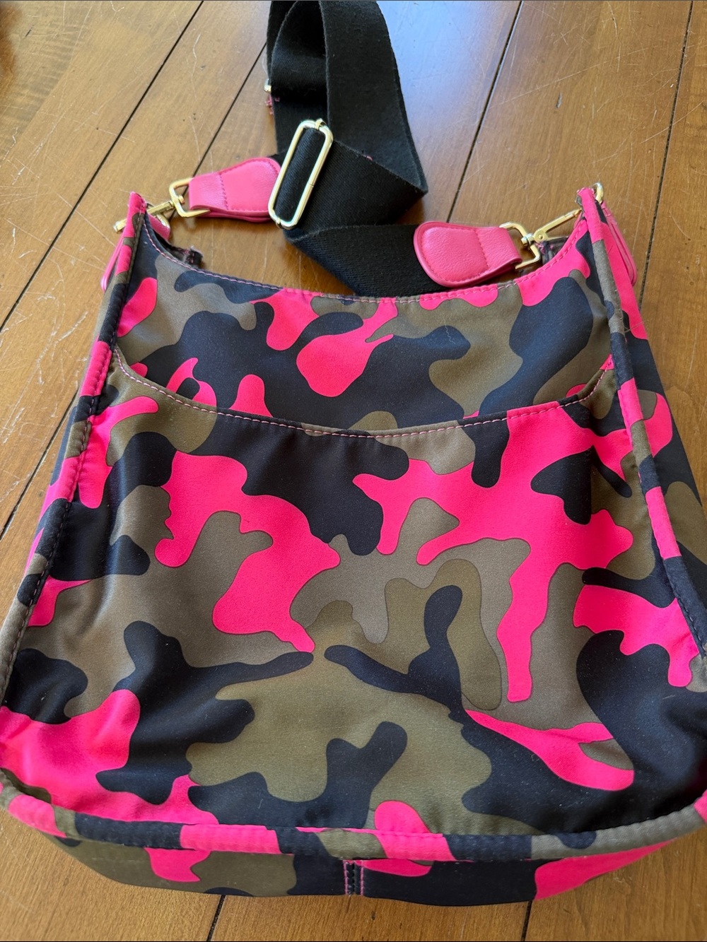 Pink & Navy Camo Crossbody Bag with Wide Strap - Picture 3 of 5